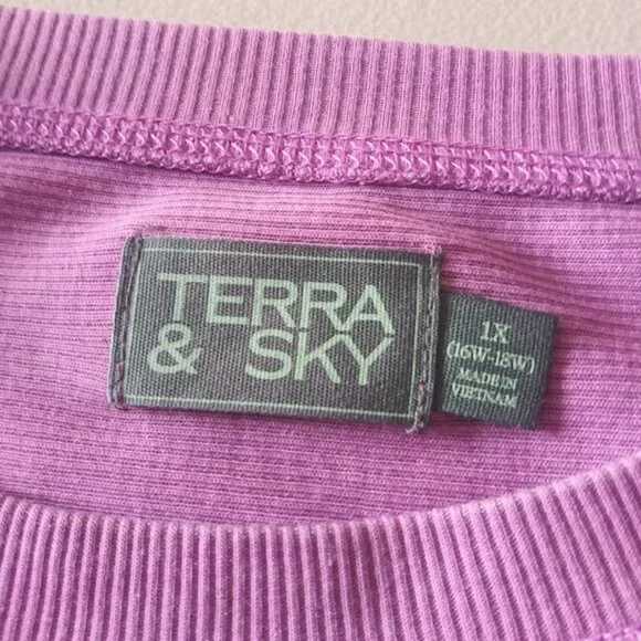 Terra & Sky women's size 1X violet waffle knit sweater - Picture 15 of 15